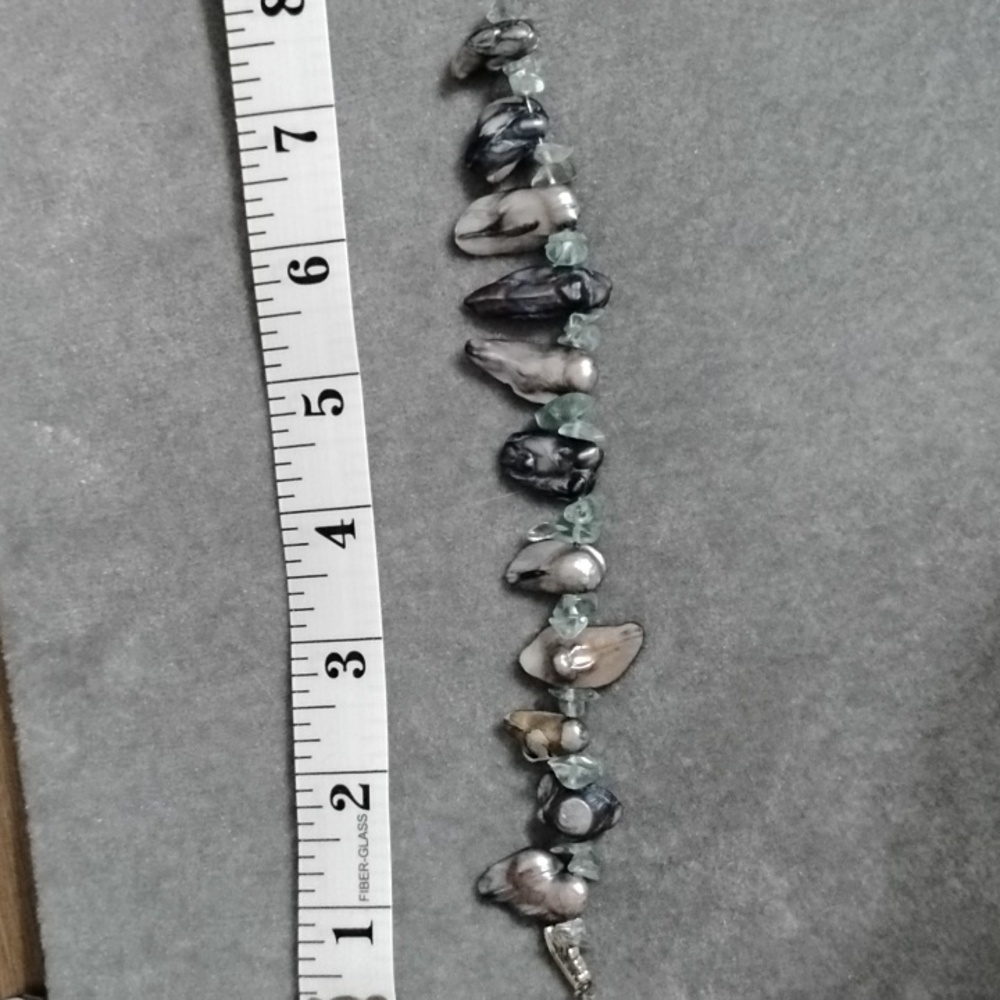 Hand Crafted Organic Pearl  and Aquamarine Bracelet - Picture 6 of 8
